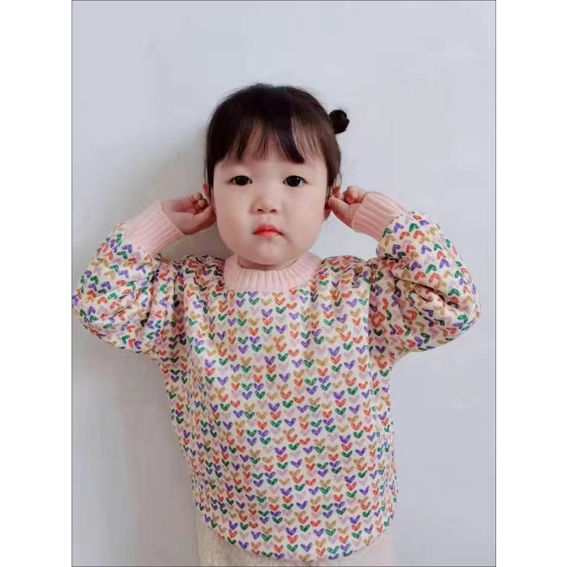 Áo len lót trần bông nhiều màu hoạ tiết cánh bướm cho bé gái  N01308