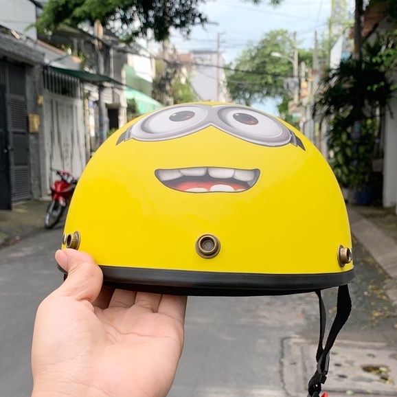 Mũ bảo hiểm nửa đầu Minion - Đệm lót cao cấp, kèm kính UV 7 màu