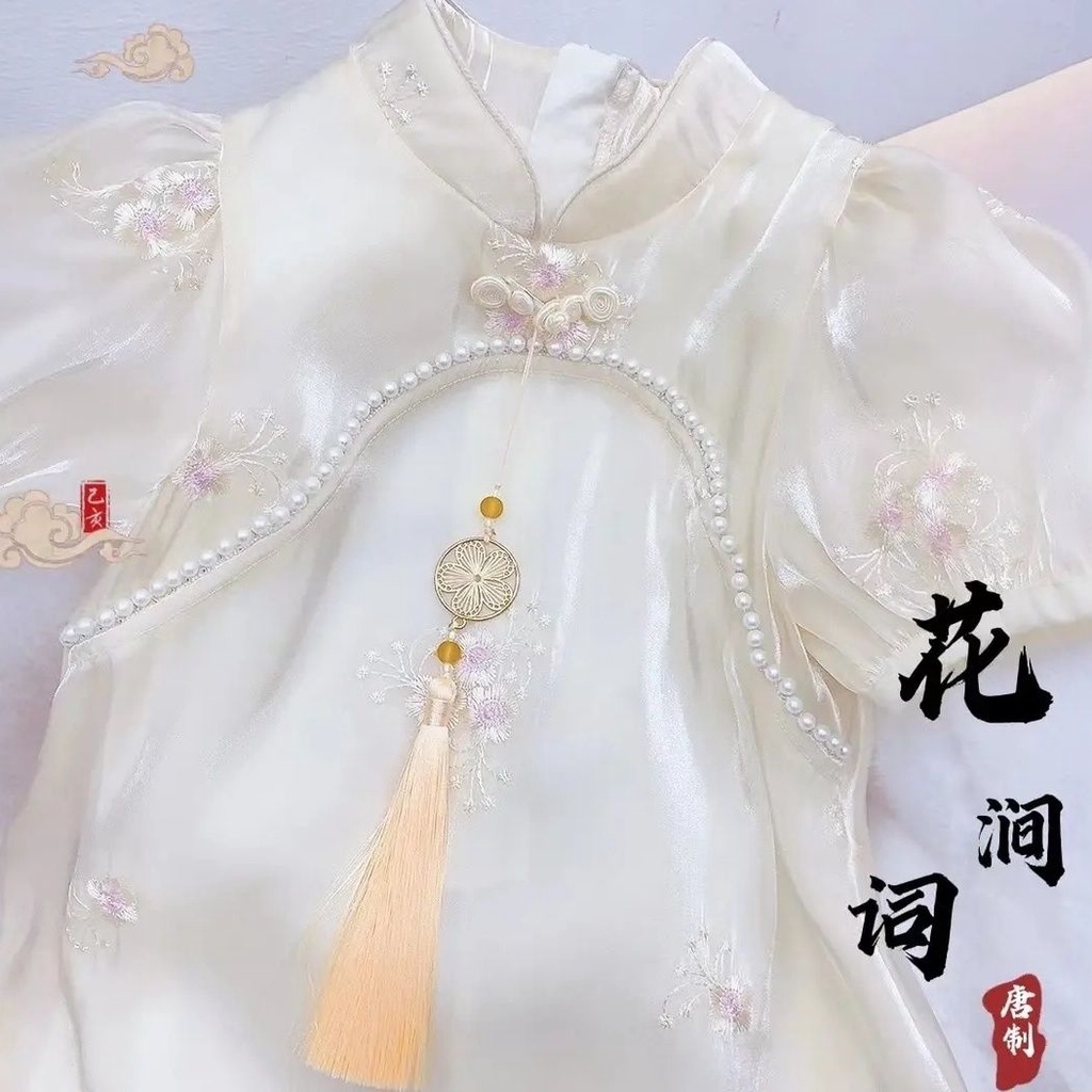 Đầm Sườn Xám Công Chúa Yangqi Mẫu Mới 2022 Thời Trang Mùa Hè Cho Bé Gái