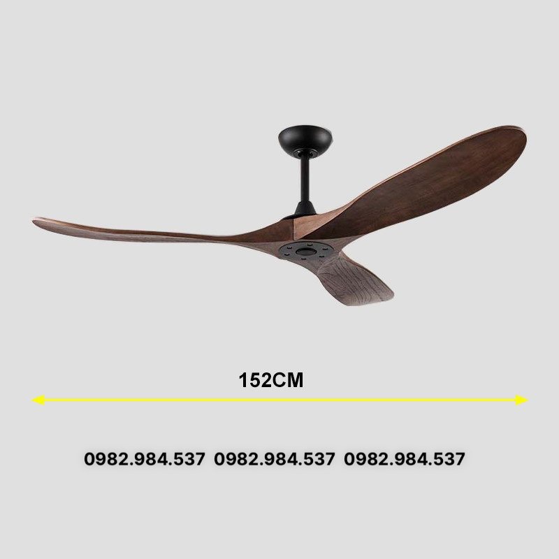 Loạị I-Quạt trần cánh gỗ nguyên khối-Quạt trang trí 3 cánh,đảo chiều,động cơ DC lõi đồng cao cấp cho nhà hàng,khách sạn