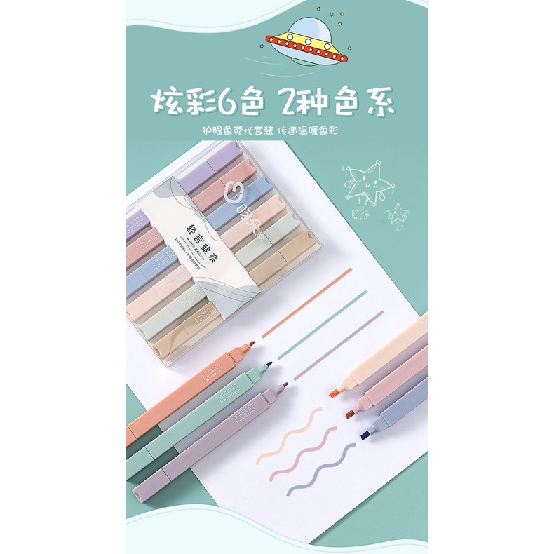 Bút highlight Bộ Bút Dạ Quang Hai Đầu Màu Sắc Sáng Bóng Dễ Sử Dụng