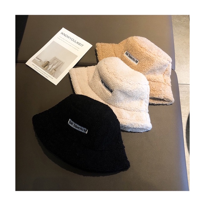 Mũ lông cừu /FREESHIP/ Nón nữ chất dày dặn màu pastel - Bucket vành tròn dã ngoại đi chơi mùa đông thời trang