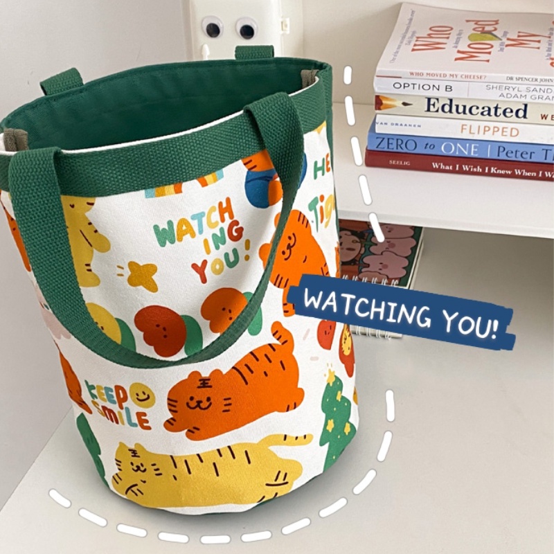 Túi Xách bucket In Hình Hoạt Hình Nhật Bản Dễ Thương Cho Nữ