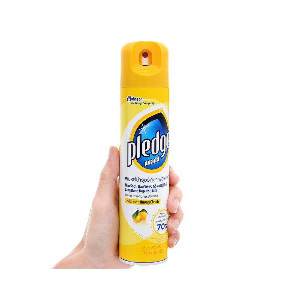 Pledge Chanh Chai xịt làm sạch đánh bóng đồ gỗ,đồ da 330ml Pledge Hương Chanh,Hàng Chính Hãng Thái Lan