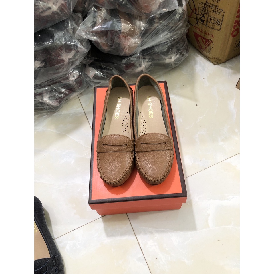 Giày đế xuồng nữ 3p da bò mềm êm chân mũi tròn dễ mang êm chân