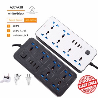 Ổ cắm điện thông minh dài 2m phích cắm đa năng văn phòng với cổng USB type-c sạc nhanh nguồn mở rộng bảng cắm dây