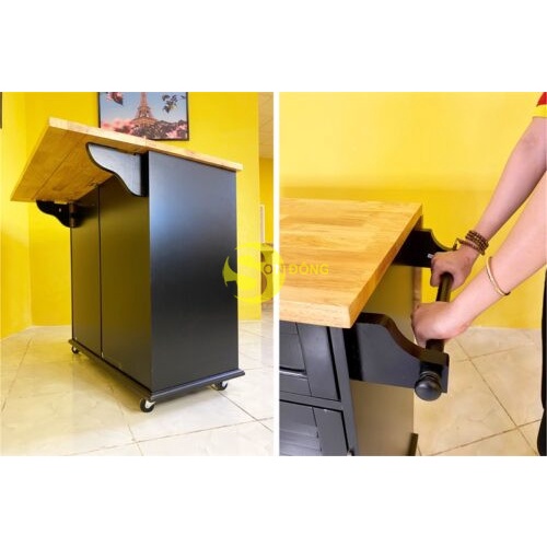 Bàn Đảo Bếp Di Động Có Bánh Xe Mặt Bàn Mở Rộng SDXKTB03