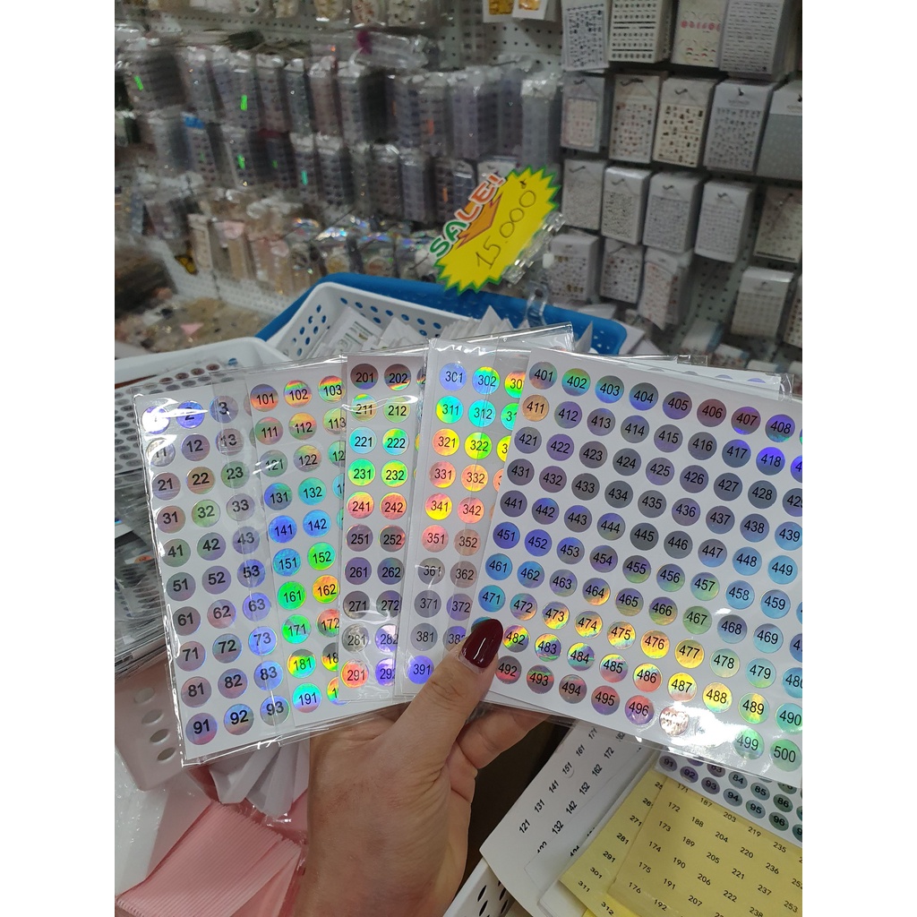 Tem số dán chai sơn móng, tấm dán nắp từ 01-100