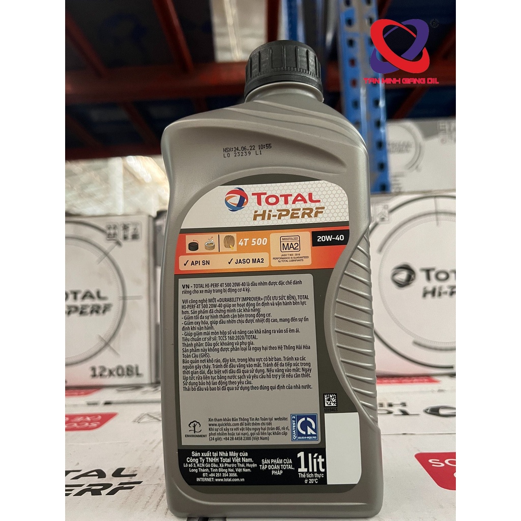 Nhớt xe máy bôi trơn động cơ bình 1L / 800mL TOTAL HI PERF 4T 500 20W40