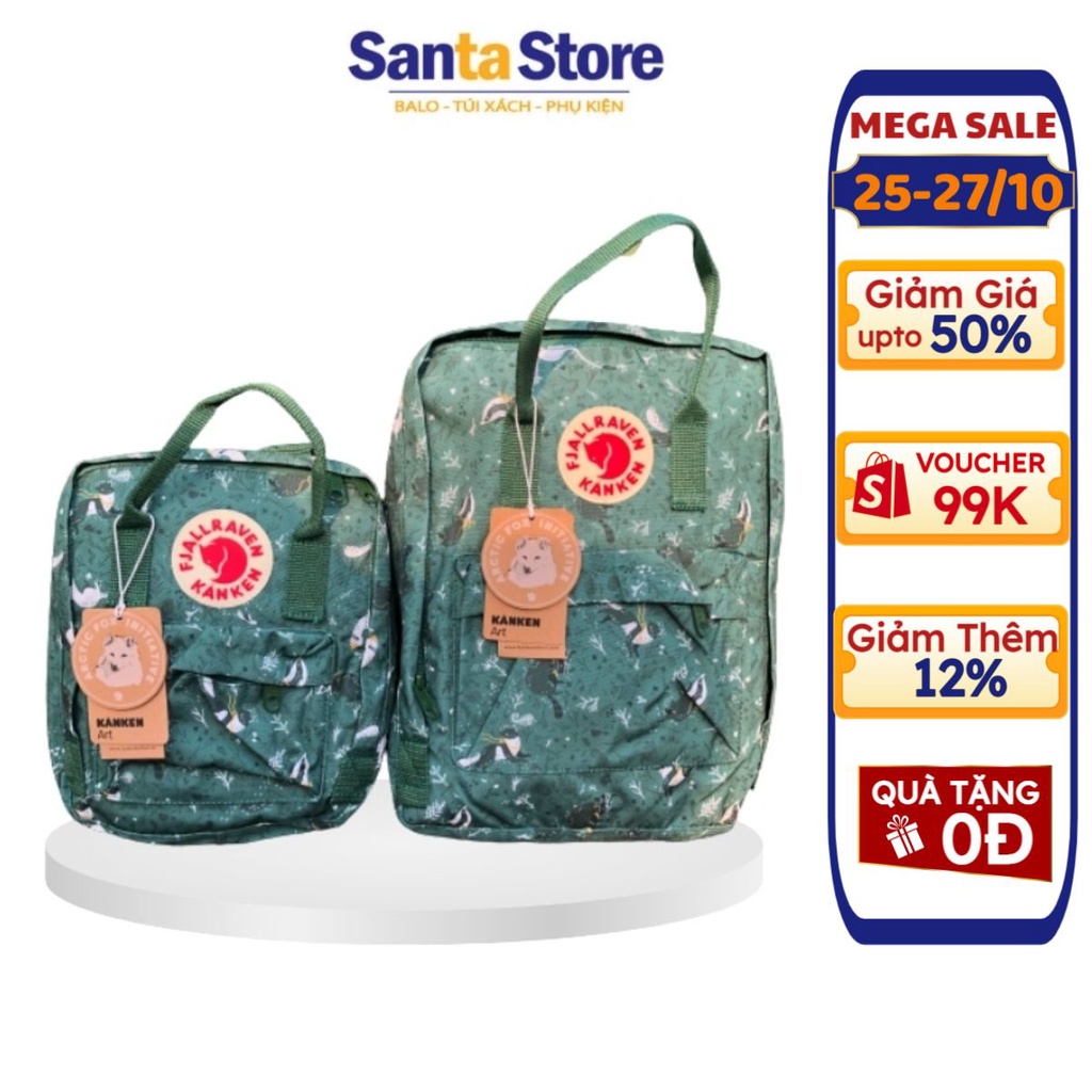 Set Balo thời trang Mẹ con Art size classic và mini nam nữ Unisex đi du lịch Căp đi học màu hoa cao cấp SANTA STORE