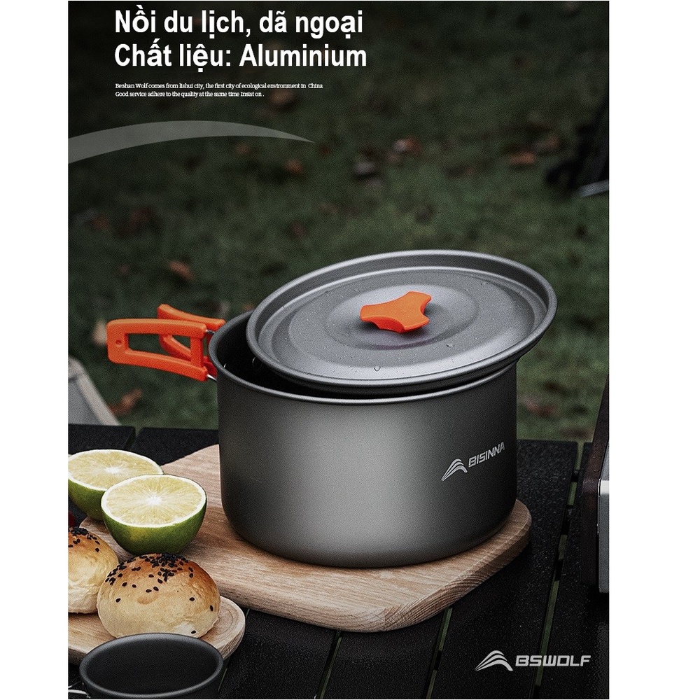 Nồi nấu ăn BSwolf- SK057 cắm trại dã ngoại du lịch (1.7 lít và 2.7 lít)
