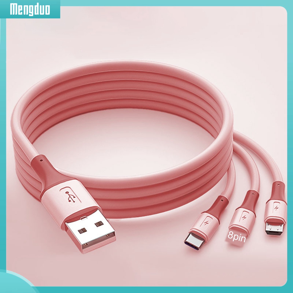 Dây Cáp Sạc Nhanh Đầu Ra 3 Trong 1 8-pin Type-C Micro USB Bằng Silicon Cho Điện Thoại Thông Minh