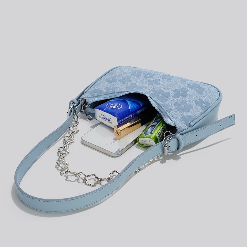 Ielgy Túi Đeo Chéo Dây Xích Đính Hoa Chất Lượng Cao