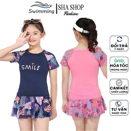 Đồ bơi cho bé, đồ bơi bé gái, váy bơi cho bé gái 5-8 tuổi co dãn 4 chiều, dễ thương kèm quần lót trong SHA