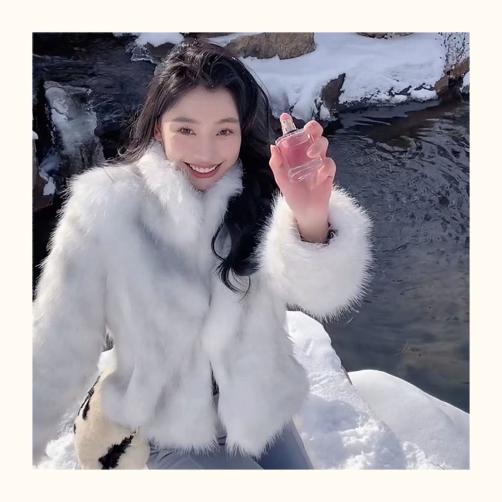 [Giao Ngay] Áo Khoác Lông Cáo Nhân Tạo Ngắn Dày Màu Gradient Thân Thiện Với Môi Trường Phong Cách Hàn Quốc Cho Nữ