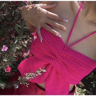 Croptop len hình nơ nhiều màu sắc