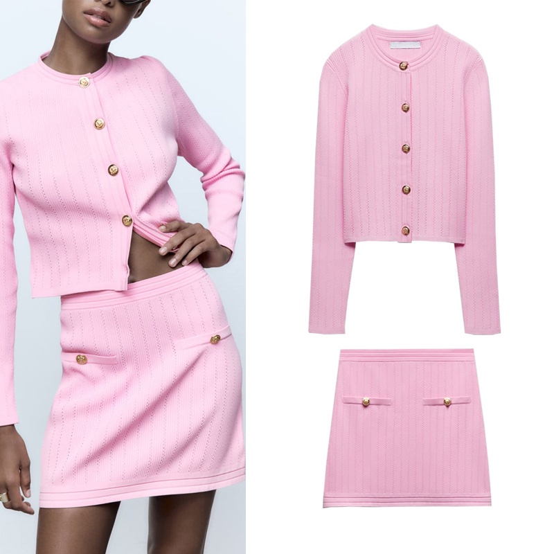 Made in Morocco - Áo Khoác Zara cardigan Dệt Kim và Váy Dệt Kim Cạp Cao BT07G7057N10