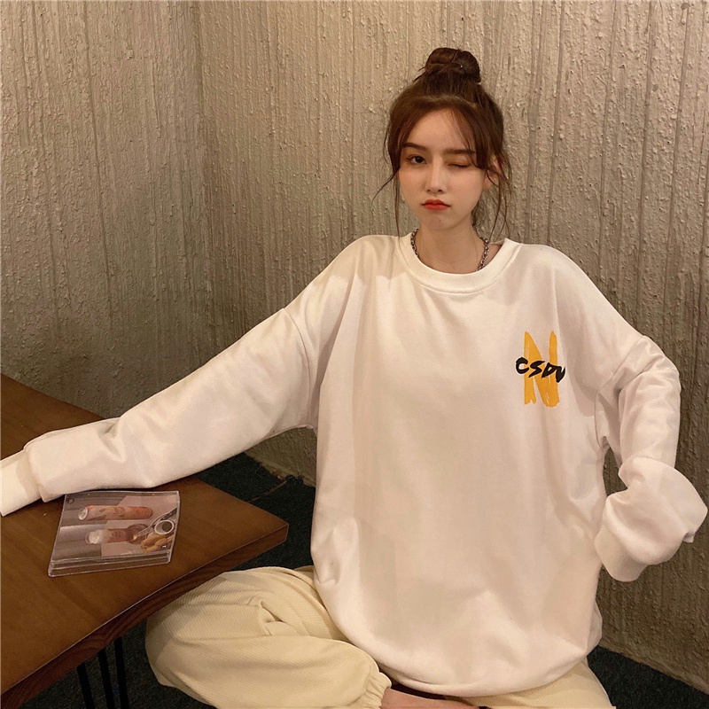 Áo Nỉ Nữ Dài Tay Cổ Tròn Thời Trang Hàn