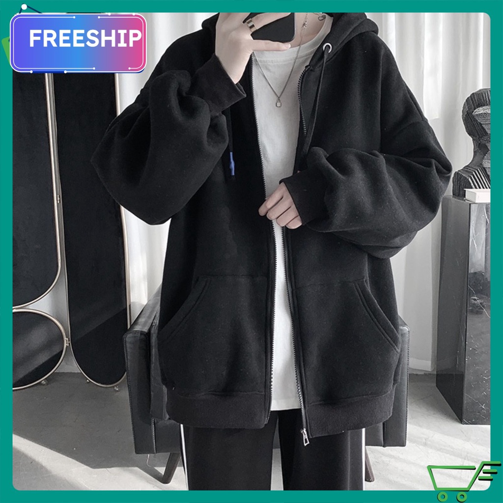 Áo khoác nỉ hoodie nam nữ form rộng, Áo khoác hoodie trơn nam nữ form rộng nỉ dày unisex ulzzang hàn quốc