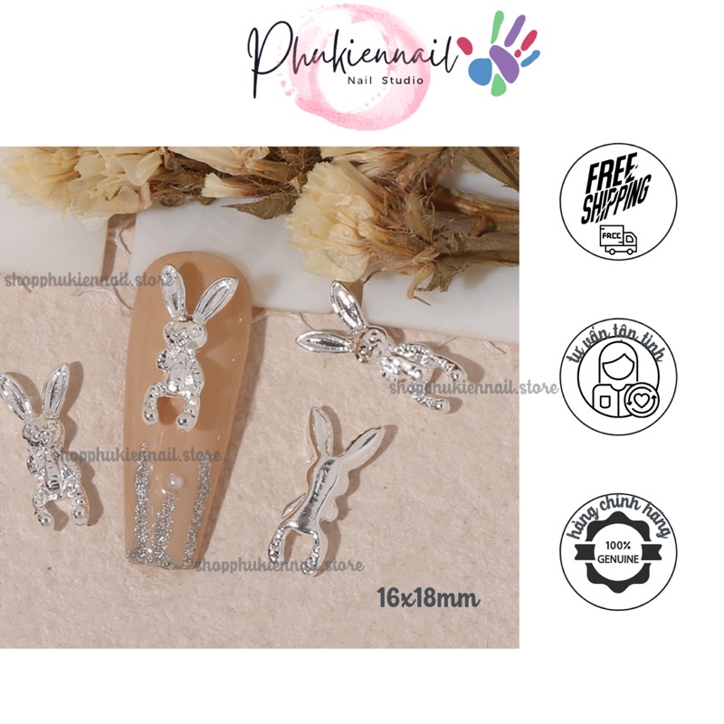 Charm nail thỏ tai dài chữ và gấu hot