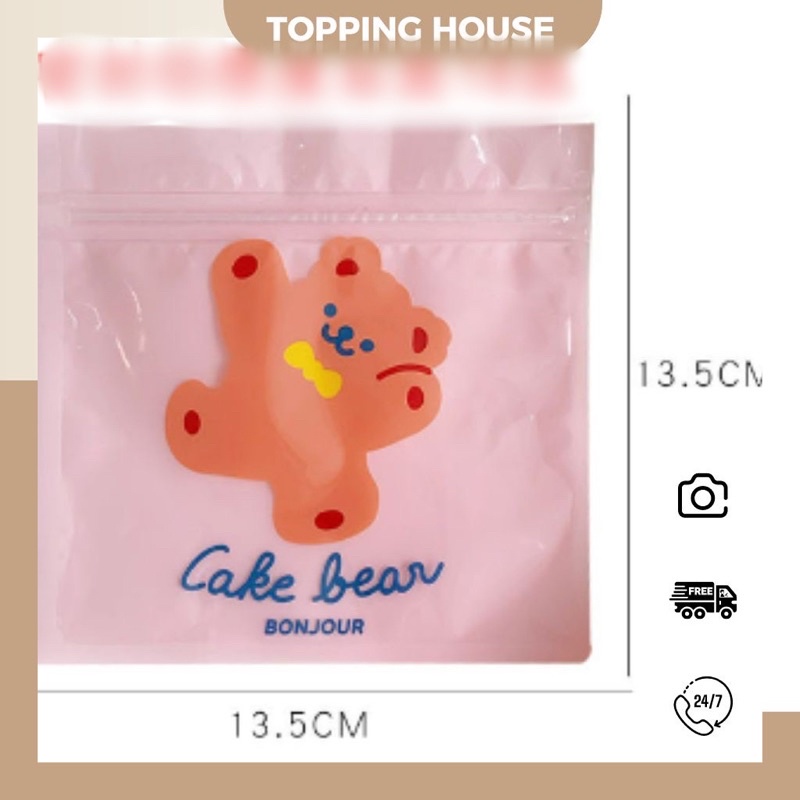 Túi Zip Mini Bag Nhựa Đựng Quà, Đồ Nhỏ, Bánh Kẹo Hình Gấu Hoạt Hình - Topping House - DC10