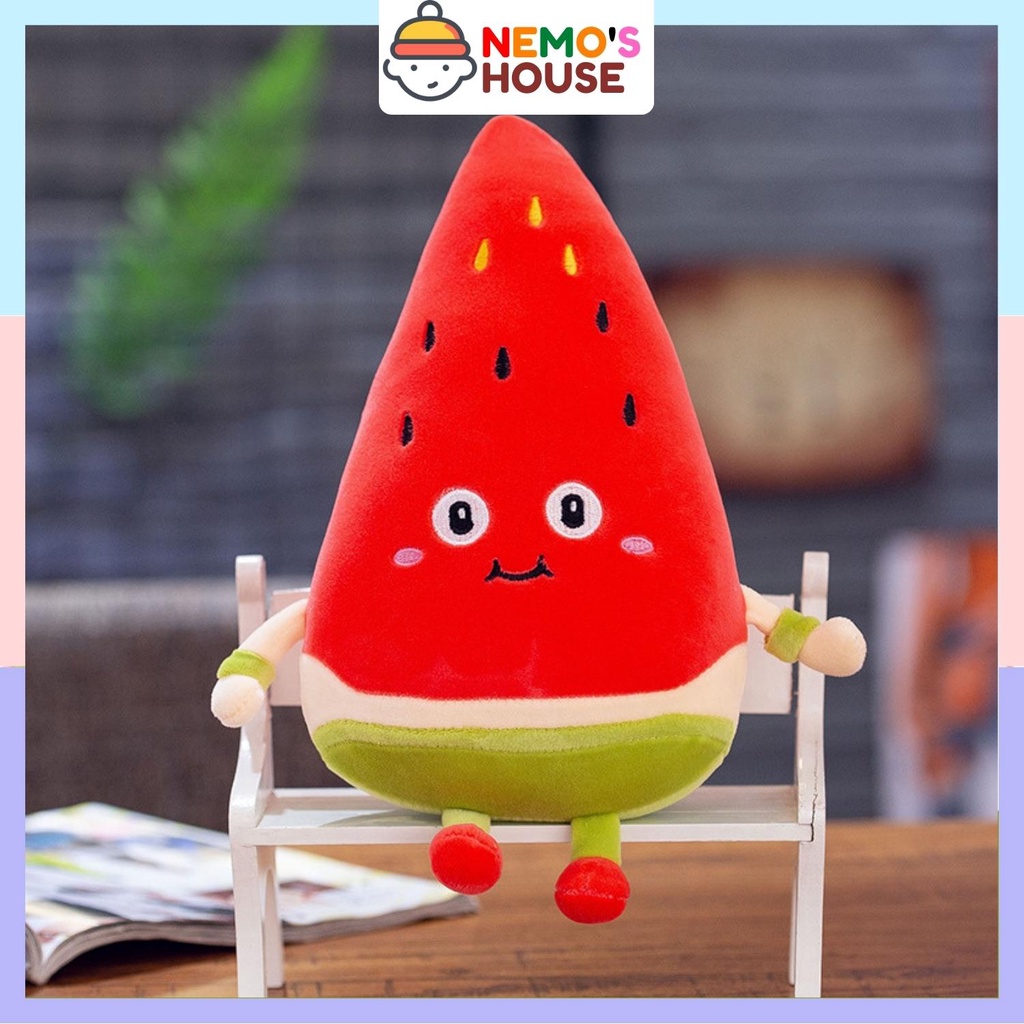 Dưa hấu bông mềm mịn cute giá rẻ, thú nhồi bông mini đáng yêu cho bé