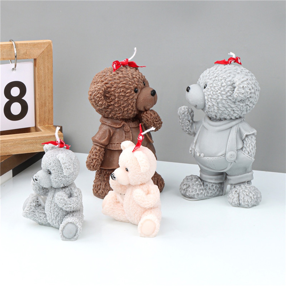 Khuôn Silicon Làm Nến Sáp Thơm Hình Gấu 3D Dễ Thương