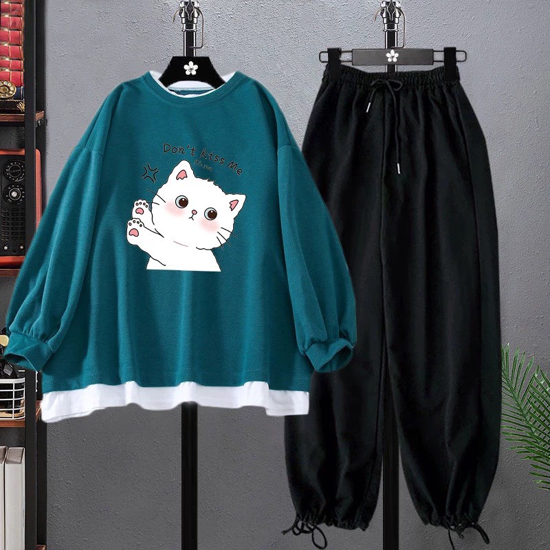 Sét bộ áo hoodie Kiss me  + quần bom chun , Áo nỉ Unisex from rộng, thiết kế phong cách hàn quốc - MODY