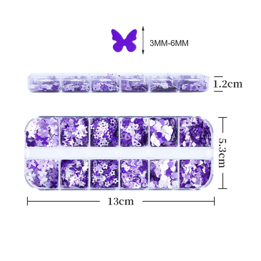 Hộp 12 Ngăn Đựng Phụ Kiện Trang Trí Móng Tay An Toàn Cho Bé Gái
