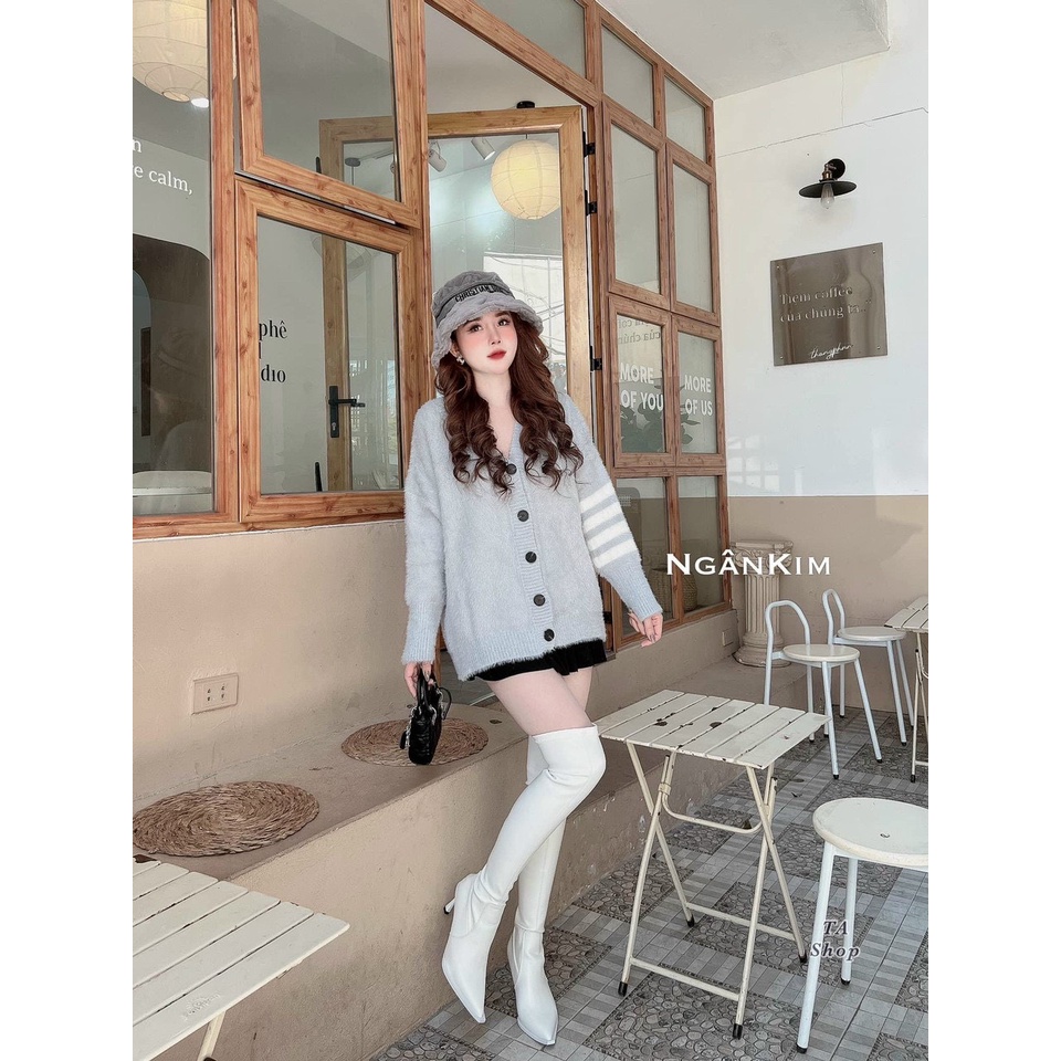 Áo cardigan thom len lông dáng dài siêu xinh hàng QC