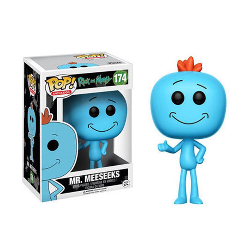 Funko Pop! Anime Vinyl Figure Toy Pendant Key Chain Snowball Pickle Mr. Meeseeks Keyring Kid Gift Collections
