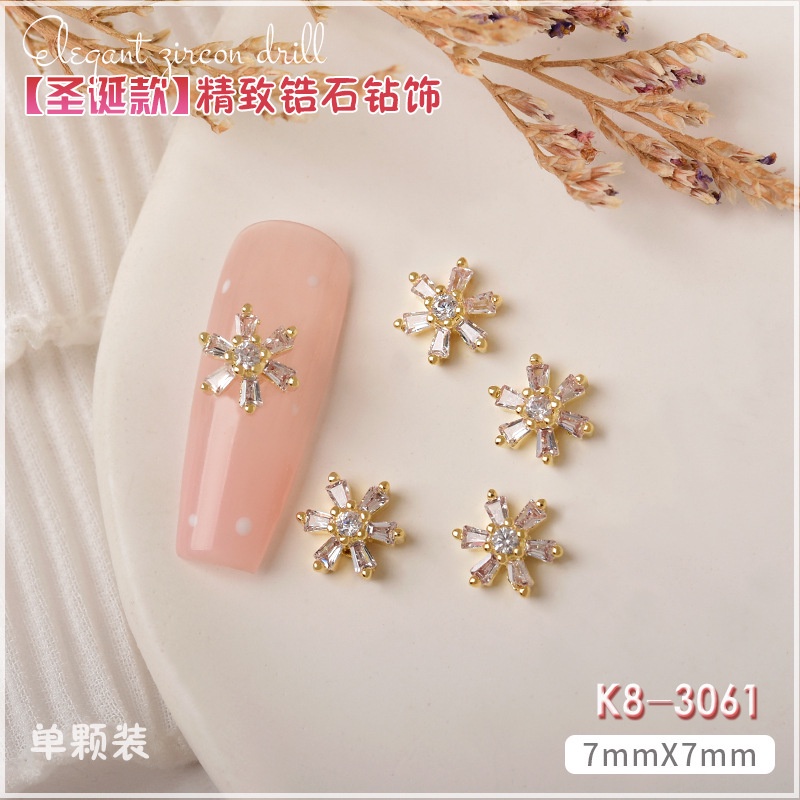 Set 3 Charm Đá Chủ Đề Giáng Sinh Noel Trang Trí Móng Nail, Nhiều Mẫu Cây Thông, Hộp Quà, Hoa Tuyết, Hươu
