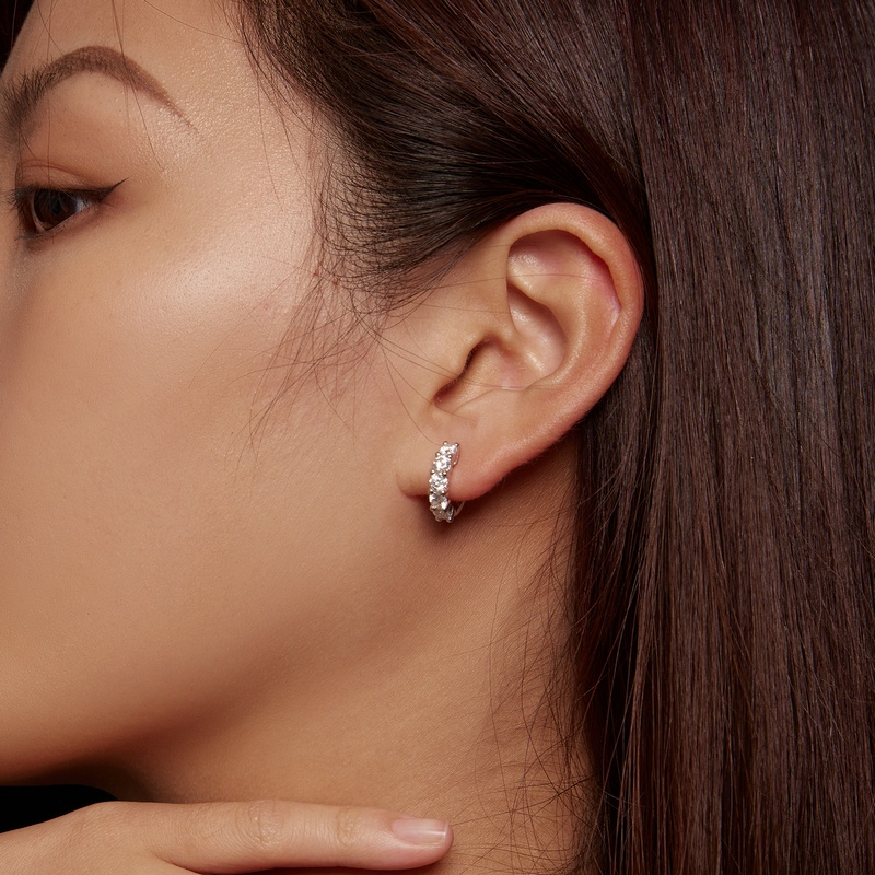 Bamoer Khuyên Tai Bạc 925 Đính Đá Lấp Lánh Thời Trang Cho Nữ Nissanite