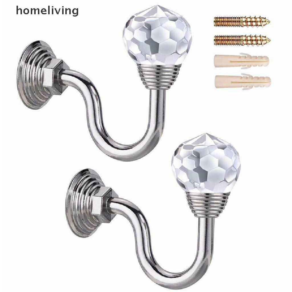 Bộ 2 Móc Treo Rèm Cửa Gắn Tường Bằng Pha Lê Tiện Dụng Lưng