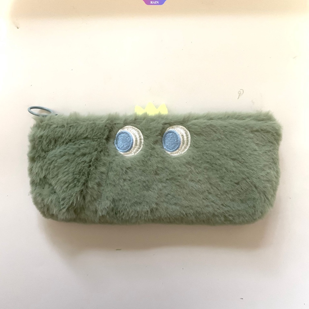 Túi Đựng Bút Hình Khủng Long Nhồi Bông Màu Xanh Lá Dễ Thương Cho Học Sinh / Văn Phòng