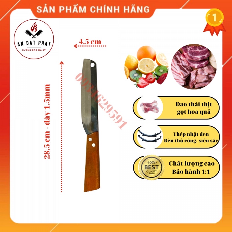 Dao Thái Bé Loại Tốt Size 28.5cm, Thái Thịt, Thái Rau, Gọt Hoa Quả, Dao Đa Sỹ Rèn Thủ Công