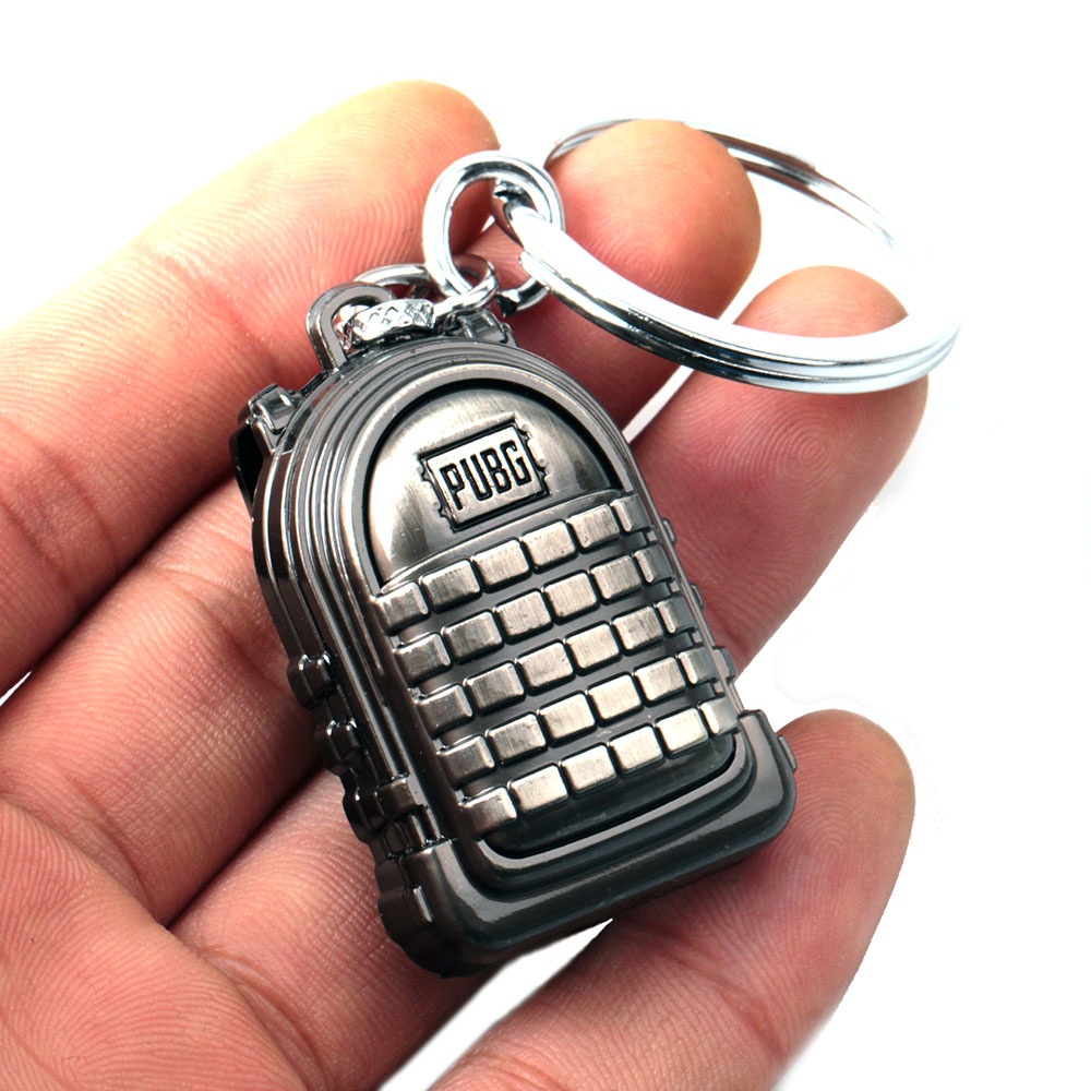 Móc khóa balo 3 móc khóa PUBG dập  logo PUBG màu sáng