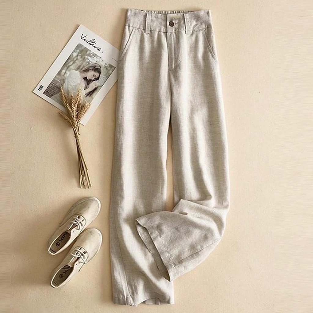 (TỔNG KHO LÂM ANH CHUYÊN SỈ) Quần tây ống rộng nữ Linen tưng Premium Basic trẻ trung, không kén dáng mặc