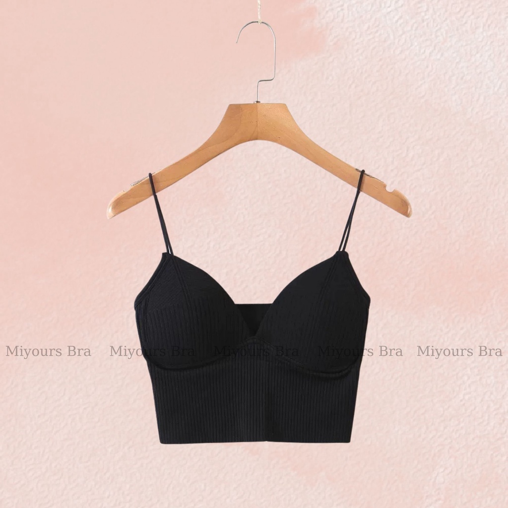 Áo lót bra nữ MiYours Fashion & More BR301 gân tăm 2 dây mảnh, dáng croptop có mút ngực co giãn mền mịn sexy