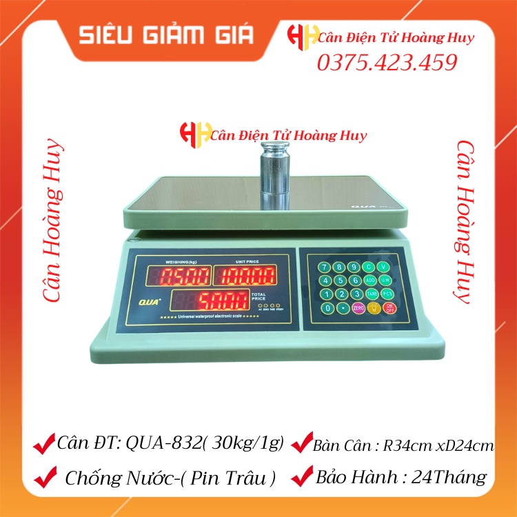 Cân điện tử tính tiền chống nước  QUA-832dùng cho nhà hàng bán hải sản,tôm, cua,cá bảo hành 2 Năm