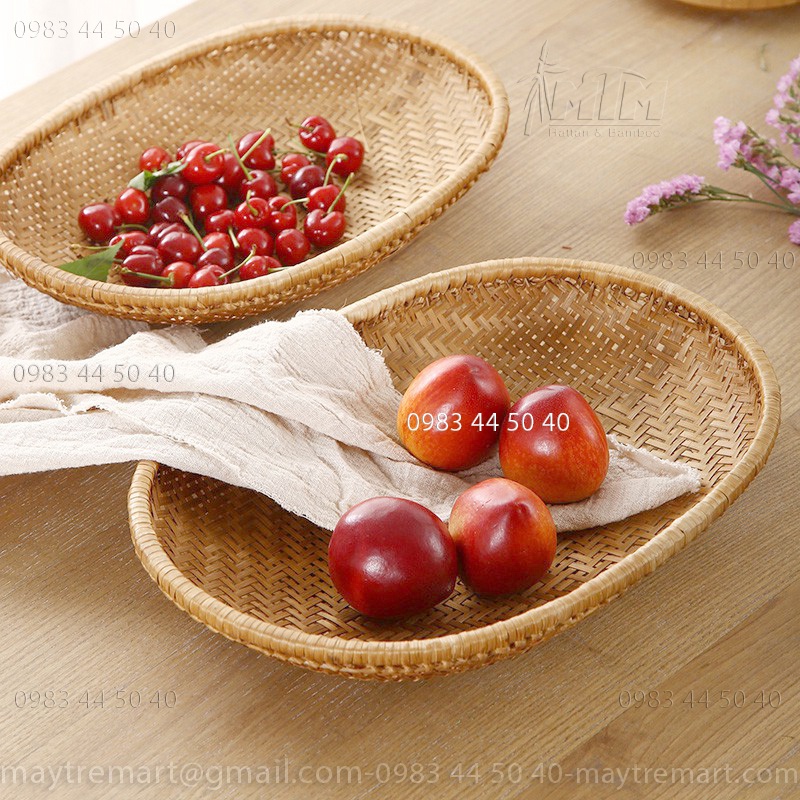 Đĩa tre l Mẹt tre oval hun khói - trang trí bàn ăn