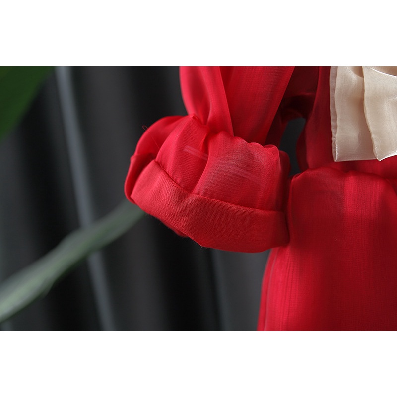 Twilight Đầm Dài Tay Đính Nơ Lớn Hai Lớp Màu Trơn Thời Trang Xuân Thu Cho Bé Gái Sơ Sinh Dự Tiệc Sinh Nhật