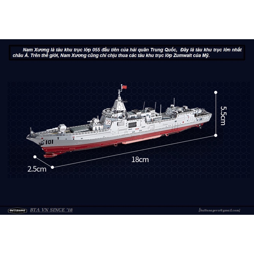 Mô Hình Lắp Ráp 3d Tàu khu trục Type 055 - Nam Xương