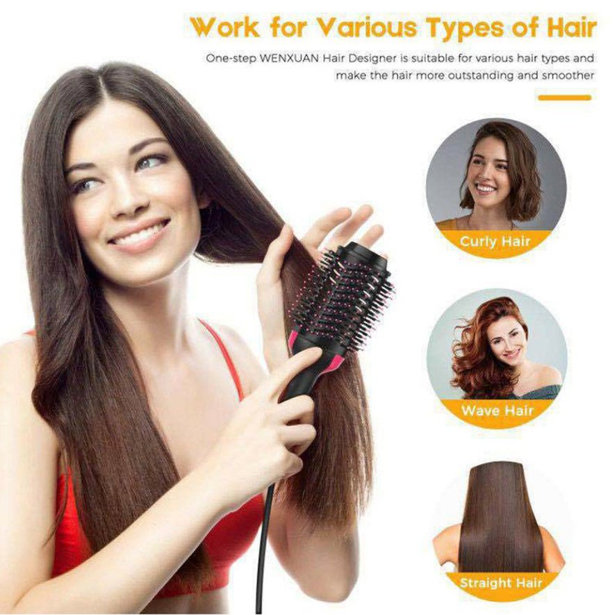 ❤Hair Dryer Hot Air Brush Styler And Volumizer Straightener Curler Comb Roller