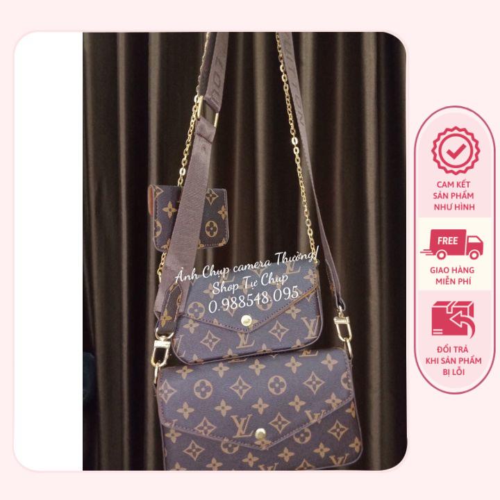 SET TÚI LV 3 CHI TIẾT - HÀNG QUẢNG CHÂU LOẠI 1 LÓT NHUNG BÊN TRONG - VIDEO SHOP TỰ QUAY, ẢNH THẬT CAMERA THƯỜNG