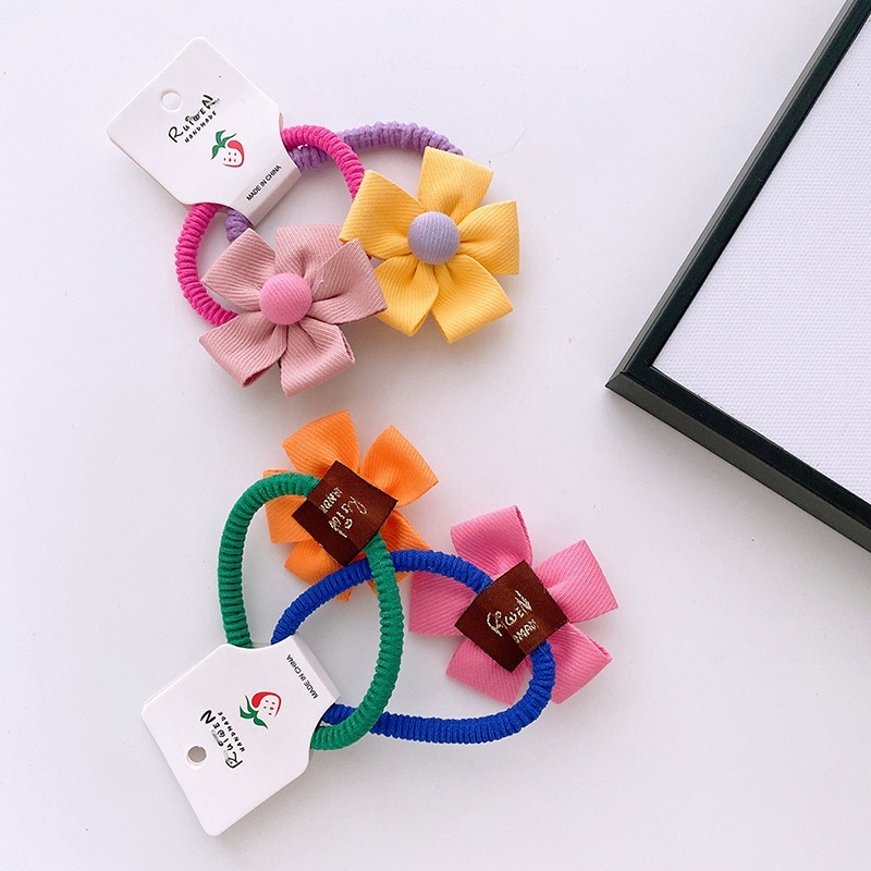Set 2 Dây Cột Tóc Co Giãn Đính Hoa Dễ Thương Cho Bé Gái