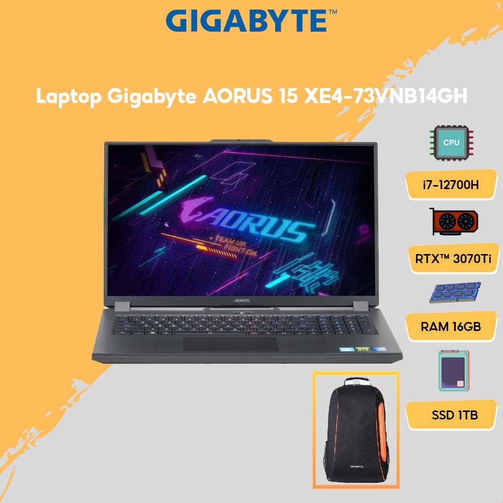 Laptop Gigabyte AORUS 15 XE4-73VNB14GH i7-12700H|16GB|GeForce RTX™ 3070Ti 8GB