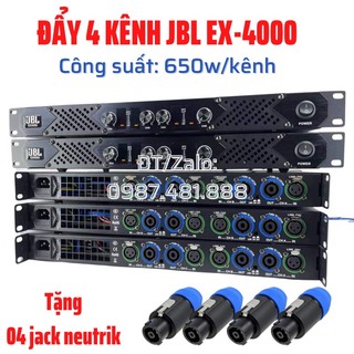 Đẩy 4 kênh jbl ex-4000 công suất 4x650w - mạch class d, nguồn xung - chơi 2 cặp loa full bass 30 - tặng 4 jack neutrik