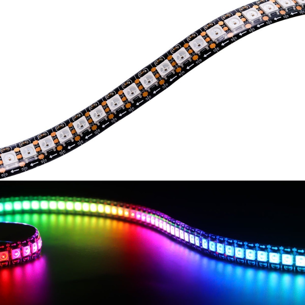 Dải Led WS2812B 1-2m 144 pixel / đèn led / m Đèn LED dải RGB thông minh 5050, PCB đen / trắng, IC WS