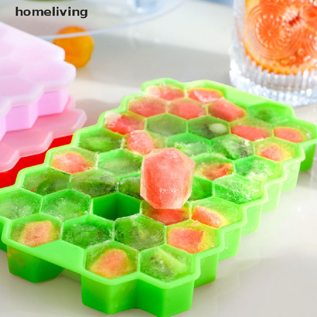 Khuôn Silicone Làm Đá Viên Hình Tổ Ong Có Nắp Đậy DIY